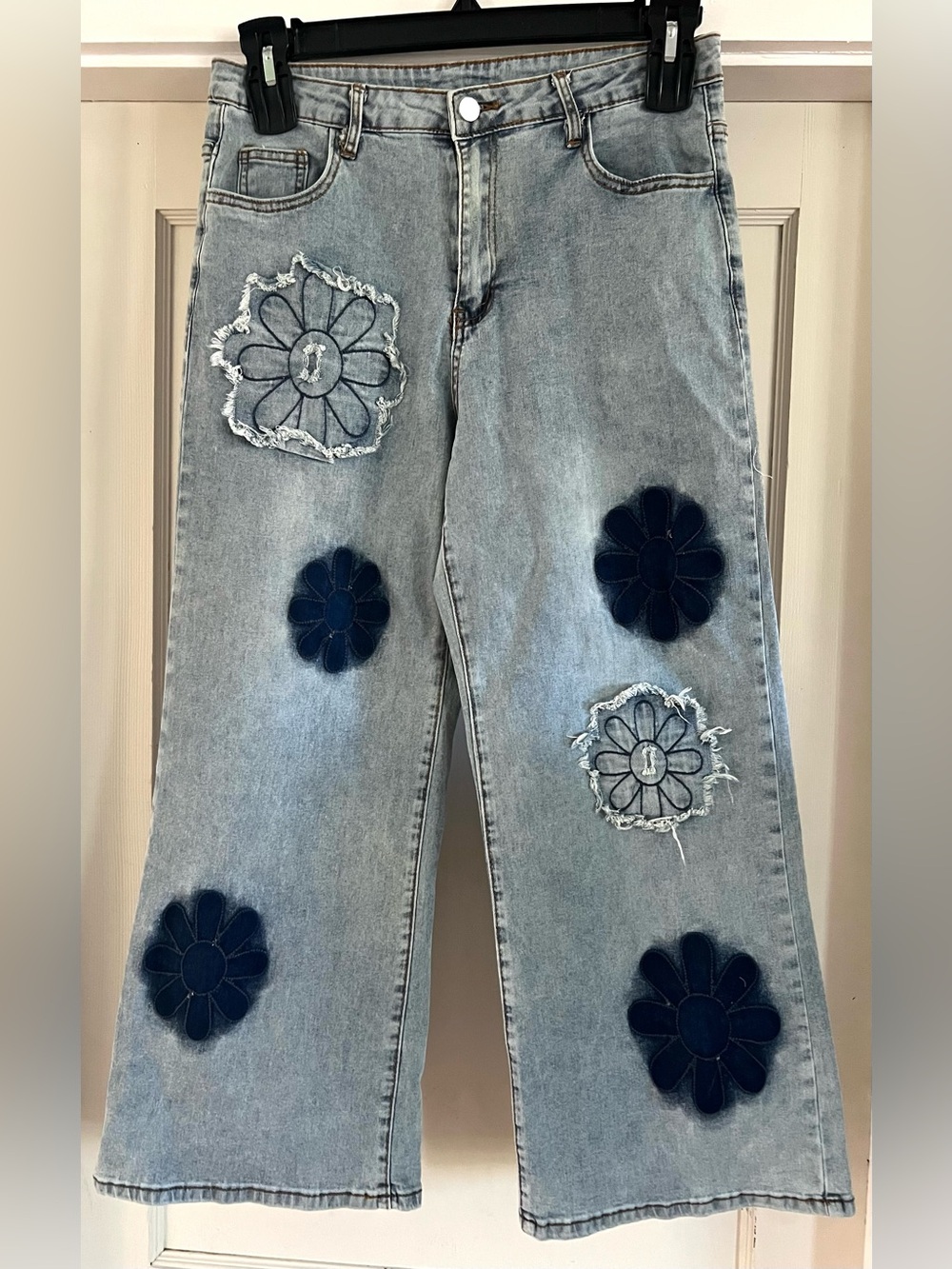 Flower Patch Ankle Flare Jeans Size Large